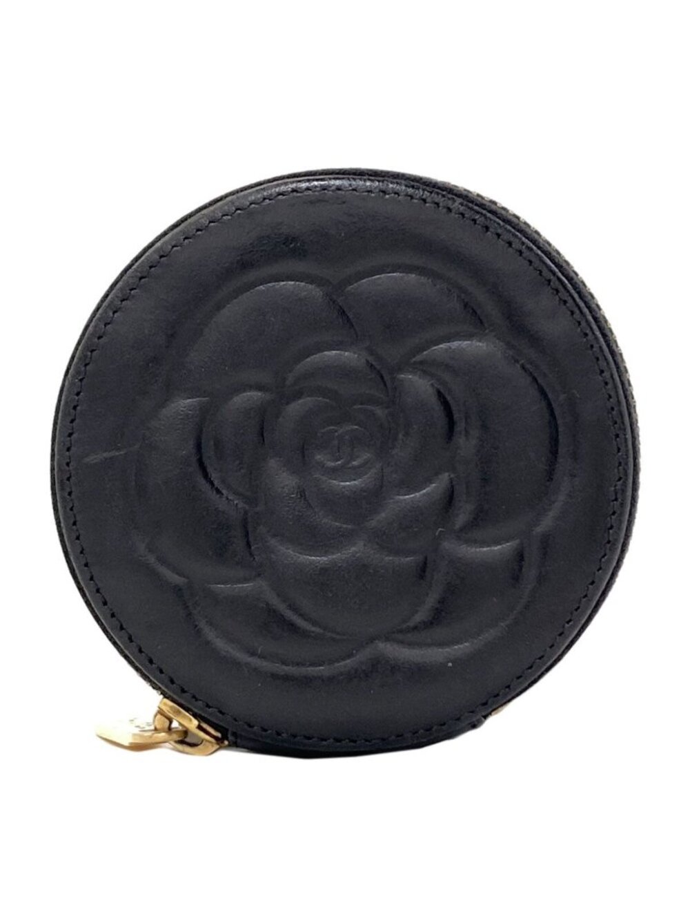 Chanel Camellia Gold Coin Purse Calfskin